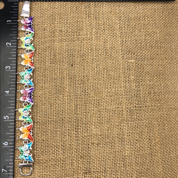 Multi Color Enamel Silver Butterfly Bracelet - Picture 3 of 4